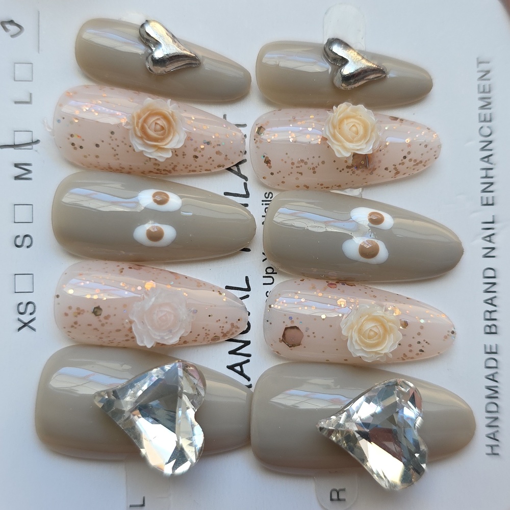 Elegant Beige and Cream Kids Nail Art Set